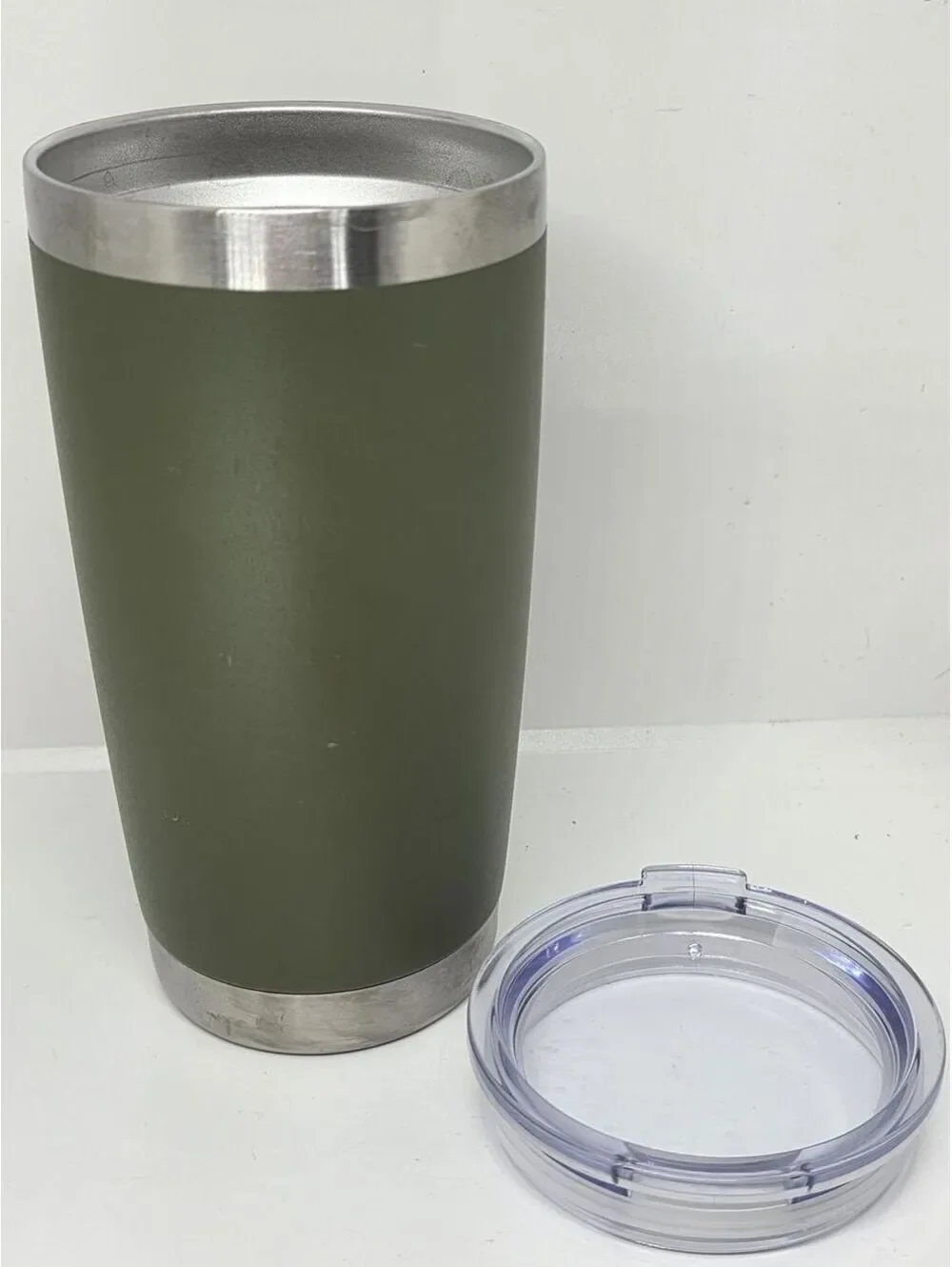 Muchengy 20oz Stainless Steel Tumbler Clear Lid Olive Green